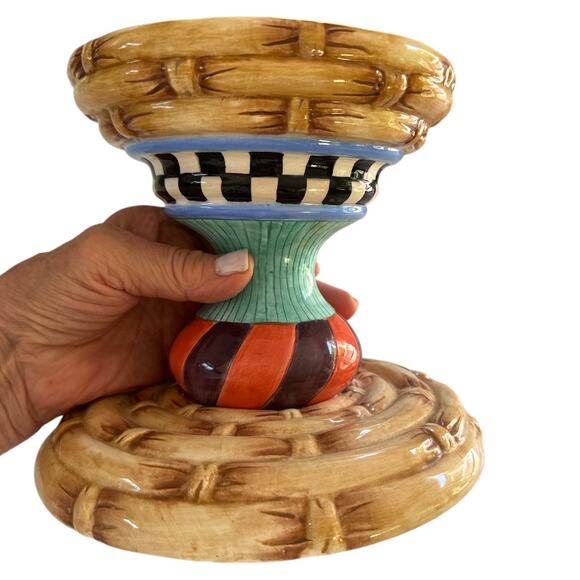 House of Hatten Vintage Hand Painted Ornate Candle Holder - Picture 5 of 11